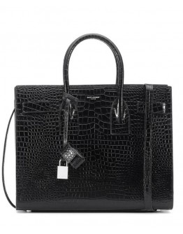 Saint Laurent Sac De Jour Croc-embossed Leather Cross-body Bag Black