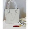 Valentino Garavani VLogo Walk Small Calfskin Tote Bag White