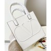 Valentino Garavani VLogo Walk Small Calfskin Tote Bag White