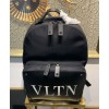 Valentino Garavani Nylon Vltn Backpack With Leather Front Pocket Black