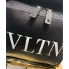 Valentino Garavani Nylon Vltn Backpack With Leather Front Pocket Black