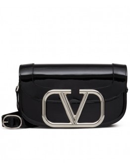 Valentino Garavani Supervee Patent Crossbody Bag Black