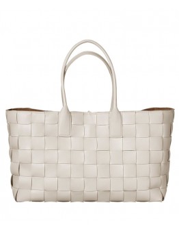 Bottega Veneta Horizontal tote in an orthogonal maxi weave 576828 Cream