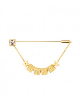 Dior Lucky Square Brooch Golden