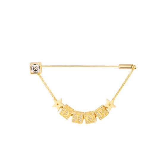 Dior Lucky Square Brooch Golden
