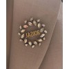 Dior White Crystal J Adior Laurier Antique Gold-Finish Brooch Golden