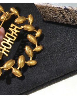 Dior White Crystal J Adior Laurier Antique Gold-Finish Brooch Golden