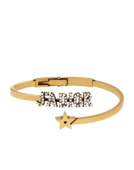 Dior White Crystal J adior Antique Gold-Finish Bangle Golden
