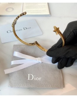 Dior White Crystal J adior Antique Gold-Finish Bangle Golden