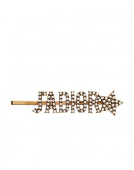 Dior White Crystal J adior Antique Gold-Finish Hairpin Golden