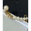 Dior White Resin Pearl Jadior Antique Gold-Finish Ear Cuff Golden