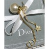 Dior White Resin Pearl And Crystal Dior Tribales Gold-Finish Earrings Golden
