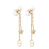 Dior White Resin Pearl And Crystal Dior Tribales Gold-Finish Earrings Golden