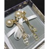 Dior White Resin Pearl And Crystal Dior Tribales Gold-Finish Earrings Golden