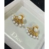 Dior White Resin Pearl Dior Tribales J Adior Antique Gold-Finish Earrings Golden