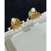Dior White Resin Pearl Dior Tribales J Adior Antique Gold-Finish Earrings Golden