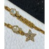 Dior White Crystal J Adior Antique Gold-Finish Earrings Golden
