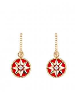 Dior ROSE DES VENTS series rose gold diamond red ceramic earrings Red