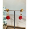 Dior ROSE DES VENTS series rose gold diamond red ceramic earrings Red