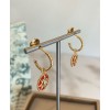 Dior ROSE DES VENTS series rose gold diamond red ceramic earrings Red