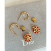 Dior ROSE DES VENTS series rose gold diamond red ceramic earrings Red