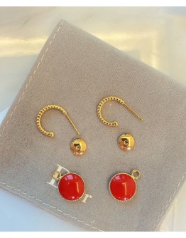 Dior ROSE DES VENTS series rose gold diamond red ceramic earrings Red