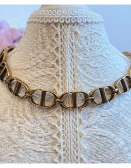Dior 30 Montaigne Chain Link Choker Necklace Golden