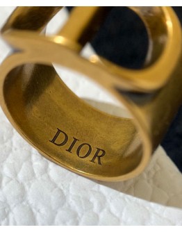 Dior 30 Montaigne Antique Gold-Finish Cd Ring Golden