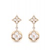Louis Vuitton Color Blossom Long Earrings Pink Gold White Mother-Of-Pearl And Diamonds Golden