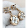 Louis Vuitton Color Blossom Long Earrings Pink Gold White Mother-Of-Pearl And Diamonds Golden