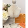 Louis Vuitton Color Blossom Lariat Necklace Pink Gold White Mother-Of-Pearl And Diamond Red