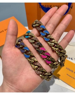 Louis Vuitton Chain Links Patches Necklace Polychrome