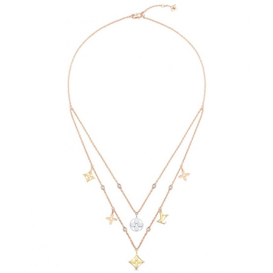 Louis Vuitton Idylle Blossom Charms Necklace 3 Golds And Diamonds Golden