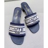 Dior Dway Mule In Embroidered Cotton Dark Blue