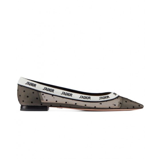 Dior Black And Nude Jadior Ballerina Plumetist Flat Black