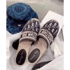 Dior Deep Blue Dior Granville Dior Oblique Embroidered Cotton Mule Dark Blue