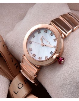Bvlgari Lvcea 18ct pink-goldstainless steel and diamond watch White