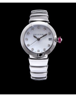 Bvlgari Lvcea 18ct pink-goldstainless steel and diamond watch White