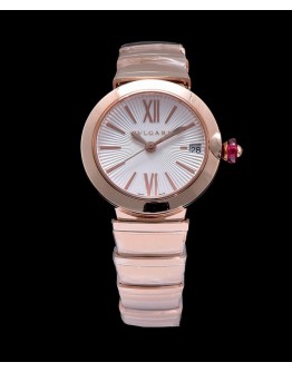 Bvlgari sliver stainless steel and diamond watch White