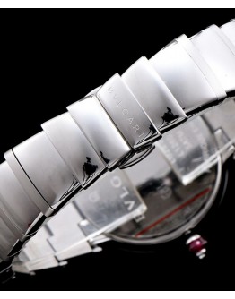 Bvlgari golden stainless steel and diamond watch White