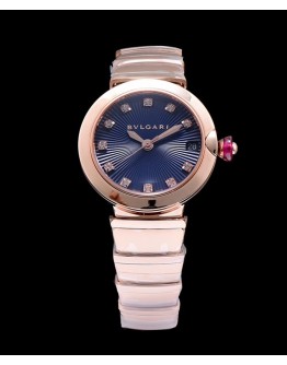 Bvlgari golden stainless steel and diamond watch Blue