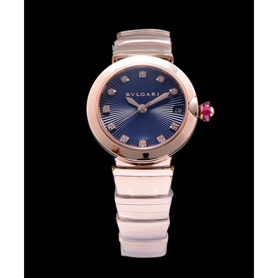 Bvlgari golden stainless steel and diamond watch Blue