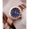 Bvlgari golden stainless steel and diamond watch Blue