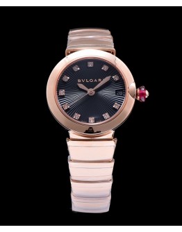 Bvlgari golden stainless steel and diamond watch Black