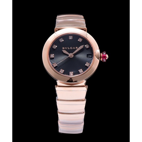 Bvlgari golden stainless steel and diamond watch Black