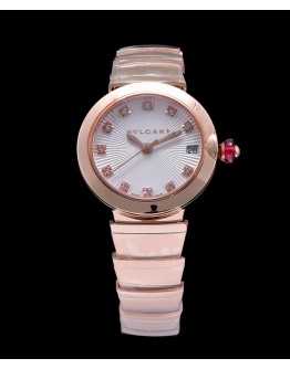 Bvlgari golden stainless steel and diamond watch White