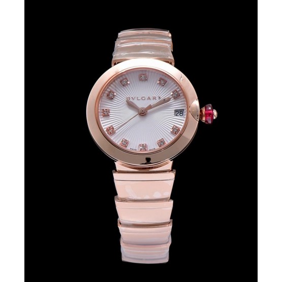 Bvlgari golden stainless steel and diamond watch White