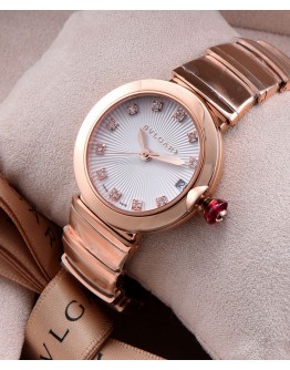 Bvlgari golden stainless steel and diamond watch White