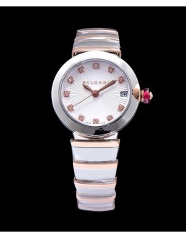 Bvlgari Lvcea 18ct pink-goldstainless steel and diamond watch White