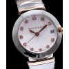 Bvlgari Lvcea 18ct pink-goldstainless steel and diamond watch White